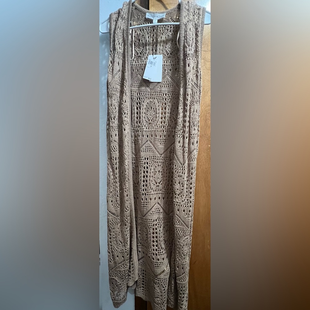 NWT Light Brown Crochet Sweater